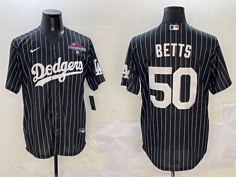 Men Los Angeles Dodgers #50 Betts Black Stripe Jointly Name 2025 Nike MLB Jersey style 4->los angeles dodgers->MLB Jersey